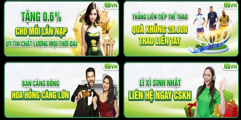 Những khuyến mãi của 69VN sẽ không áp dụng đồng thời